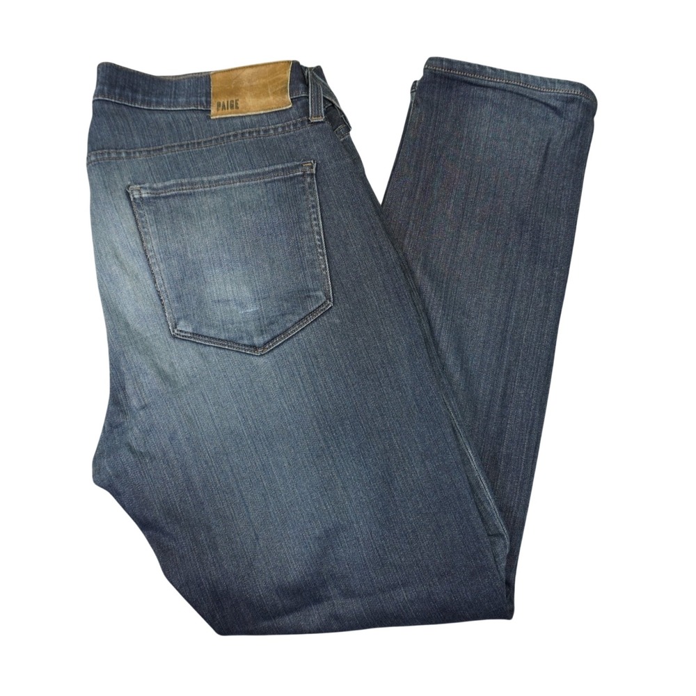 Paige Federal Jeans Mens 32 (Fit 34x29) Dark Blue Slim Straight Stretch Made USA